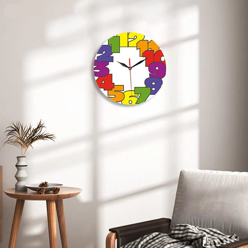 Funky Numbers Silent Kids Wall Clock — 12" Acrylic