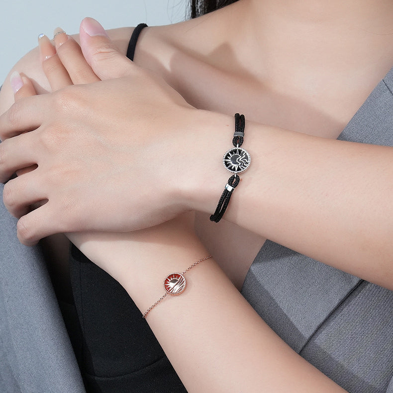 Engravable Ocean Mountain Romantic Couple Bracelets Set