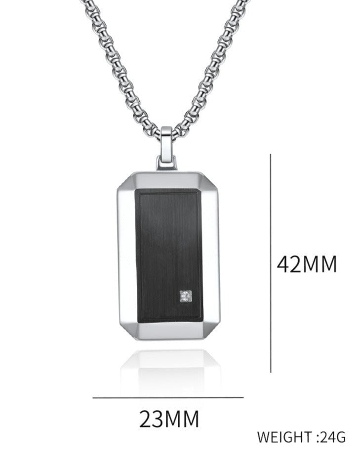 Custom Engravable Brushed Mens Pendant Necklace