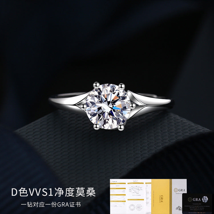 1 Carat Moissanite Solitaire Diamond Ring