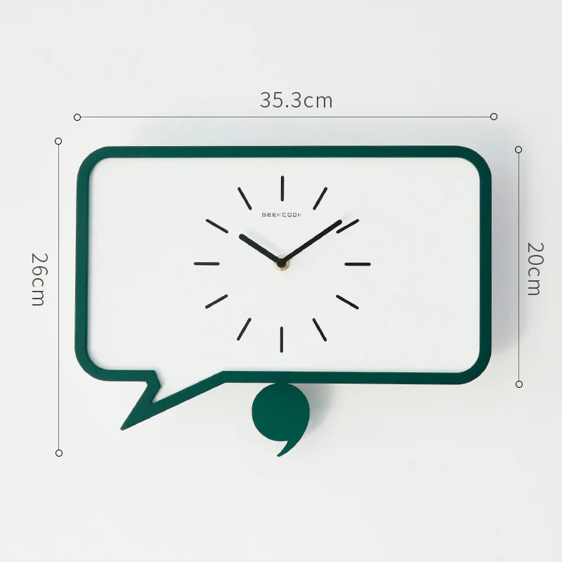 Minimalist Comma Pendulum Silent Wall Clock — 12" MDF & ABS
