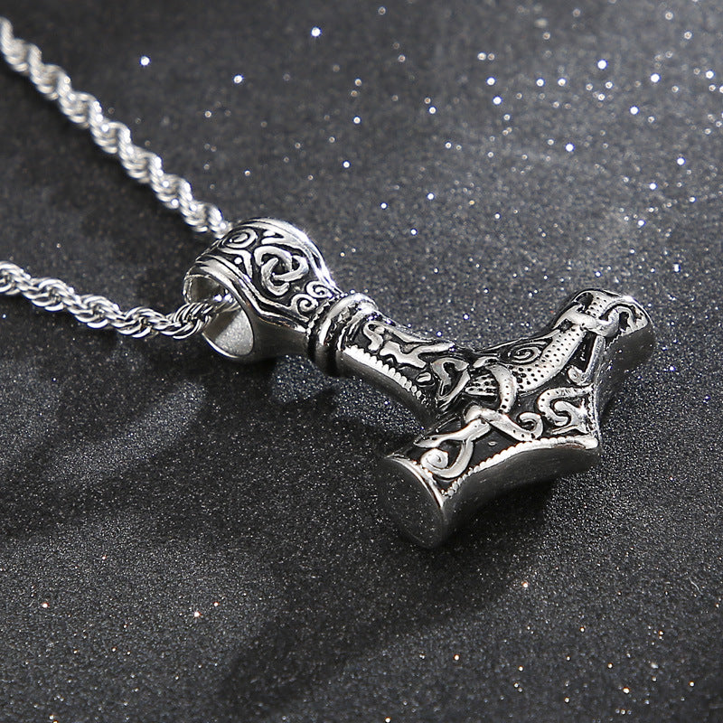 Custom Engravable Hammer Celtic Necklace for Men