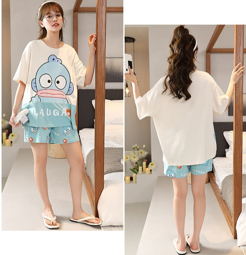 Cute Summer Pajamas Set for Girlfriend Boyfriend 100% Cotton