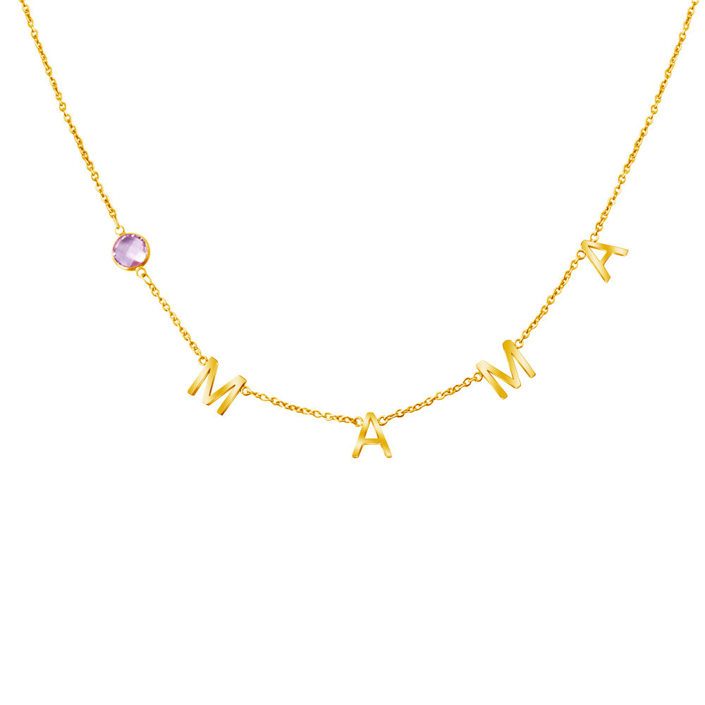 Name Initial Birthstone Necklace Gift for Mom