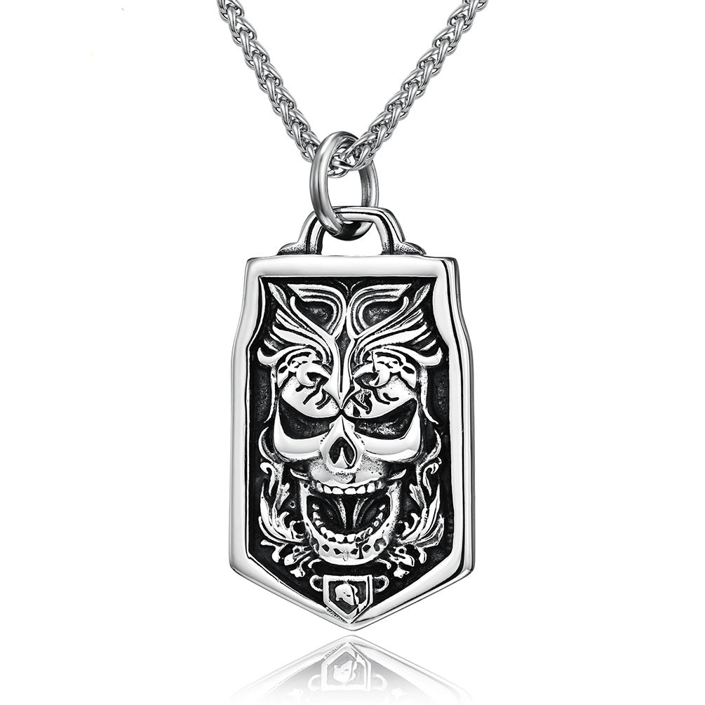 The Order Dog Tag Pendant | Screaming Skull Necklace Pendant | 925 Sterling Silver Skull Pendant, Medium | USA Handcrafted to Order by Nightrider