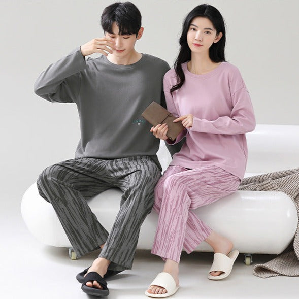 Matching His and Hers Long Sleeve Pajamas Set