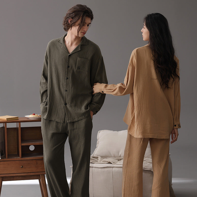 Modern Button-Front Pajamas for Couples - A-grade Cotton