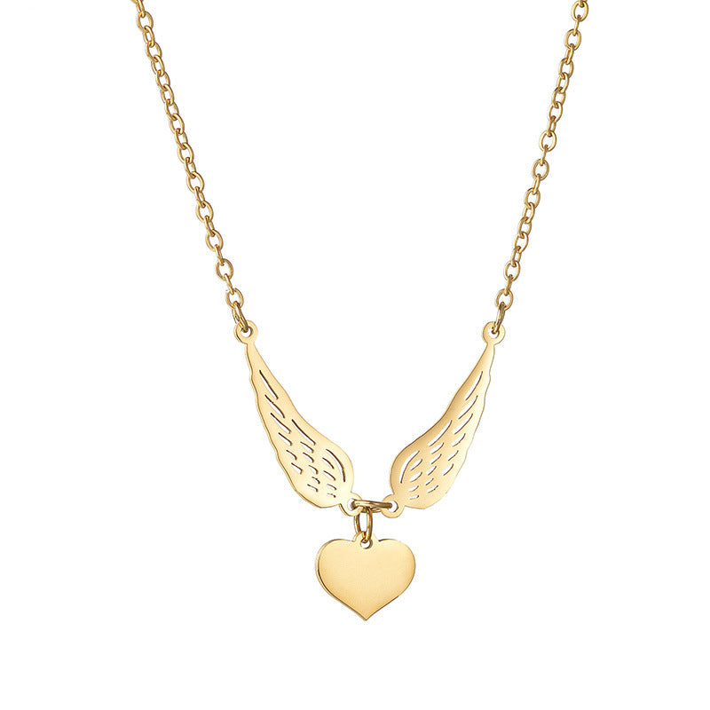 Angel Wings Name Initial Necklace