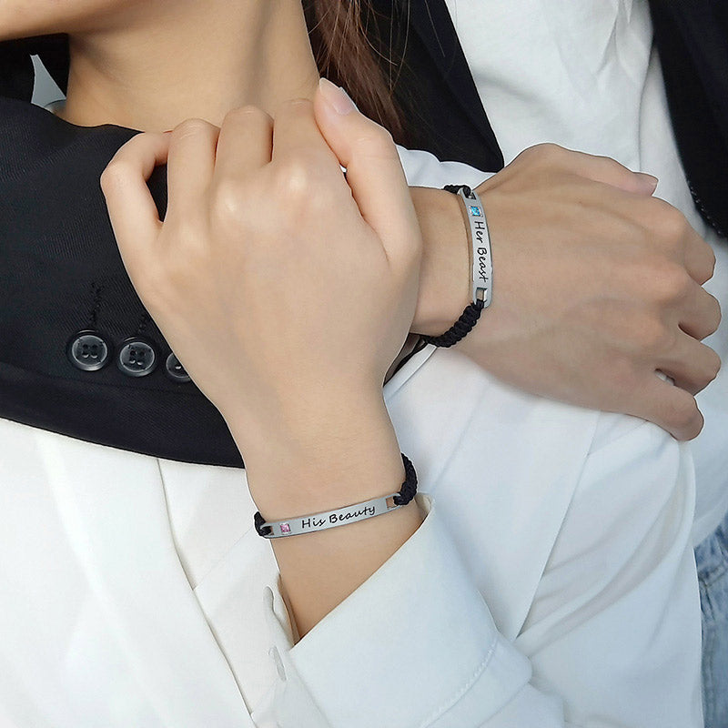 Her Beast His Beauty Matching Bracelets Set