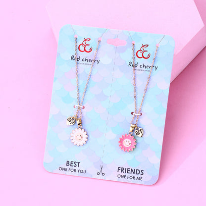 Cute Flowers Bff Necklaces Set for 2