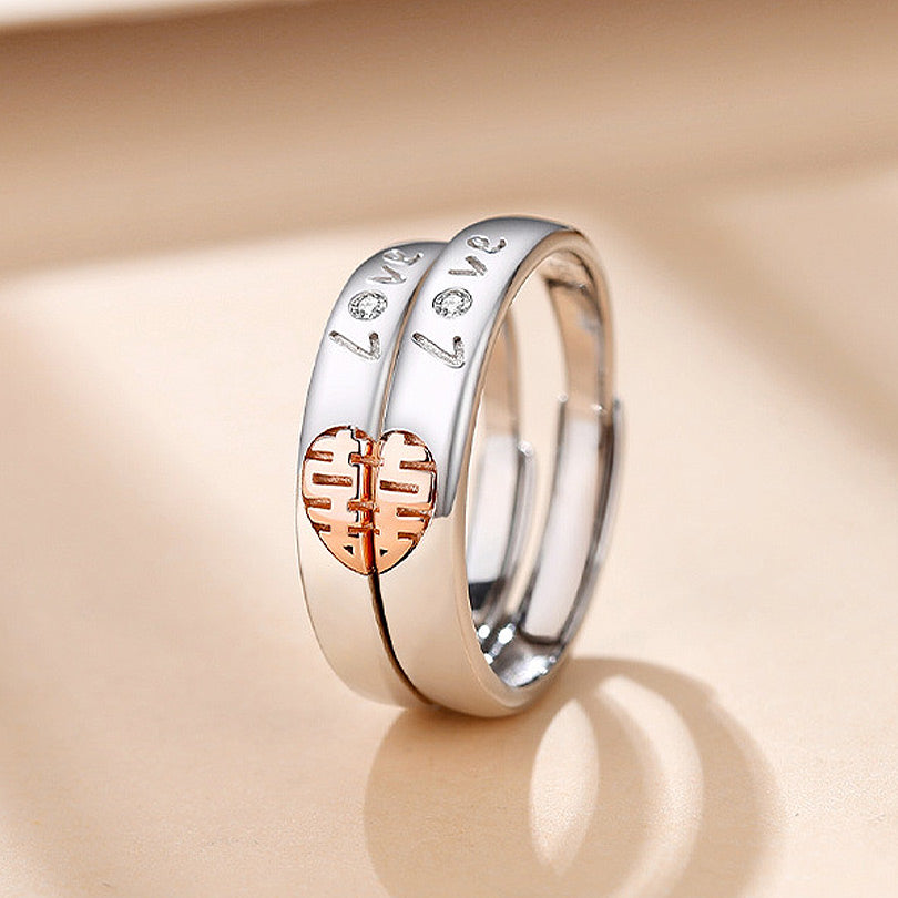 Half Hearts Custom Couple Rings Set for two