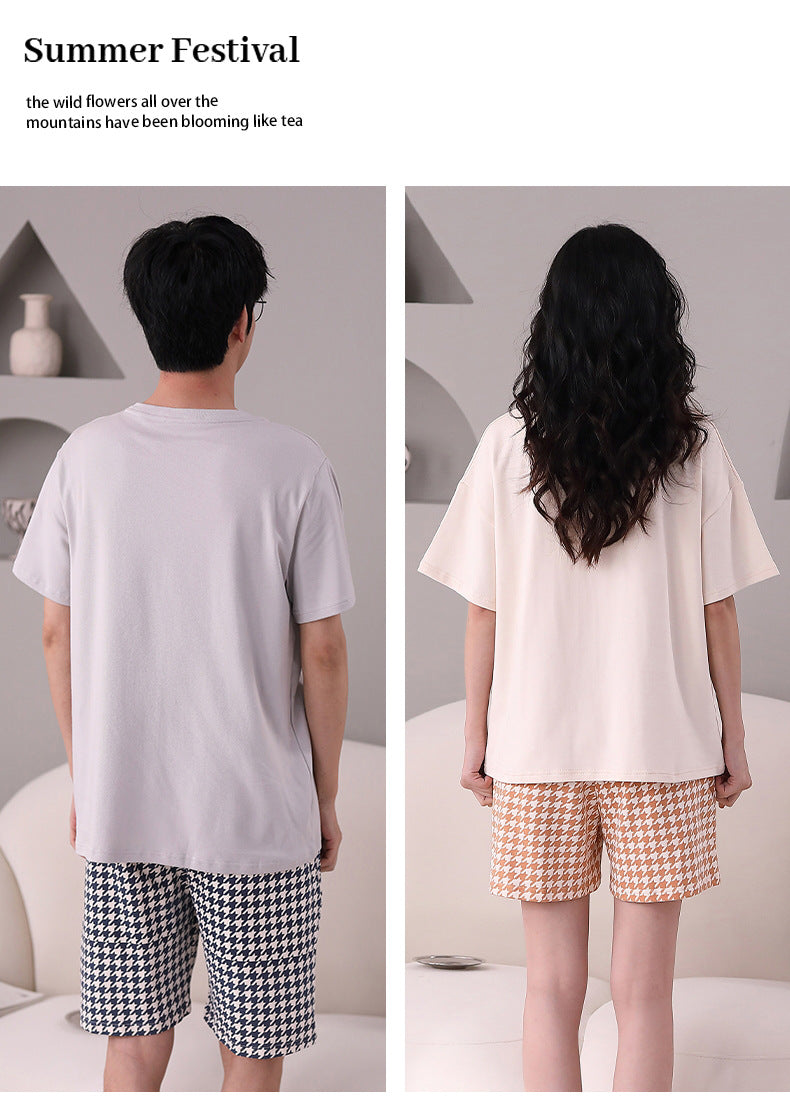Matching Cotton Summer Sleepwear Set for Couples