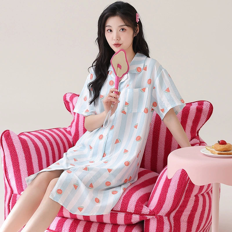 Gullei™ Fruit Print Short-Sleeve Shirt Nightwear Organic Cotton