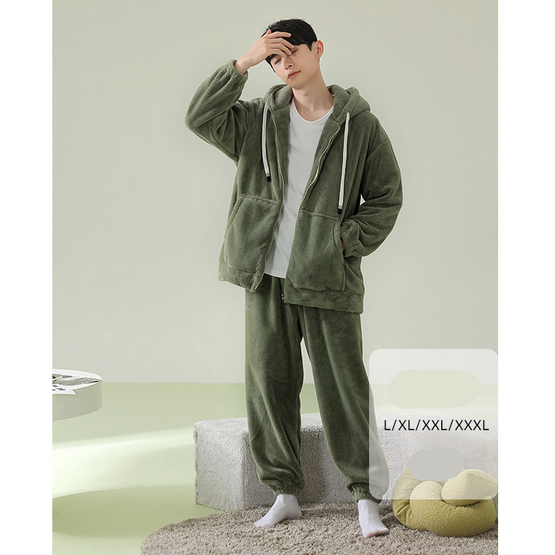 4-Piece Warm Hoodie Matching Pajamas Set for Couples