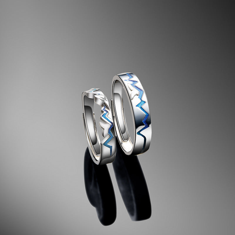 Heartbeat Romantic Matching Rings Set