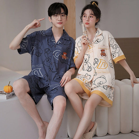Bear Shorts Couples Pajamas Set - 100% Cotton