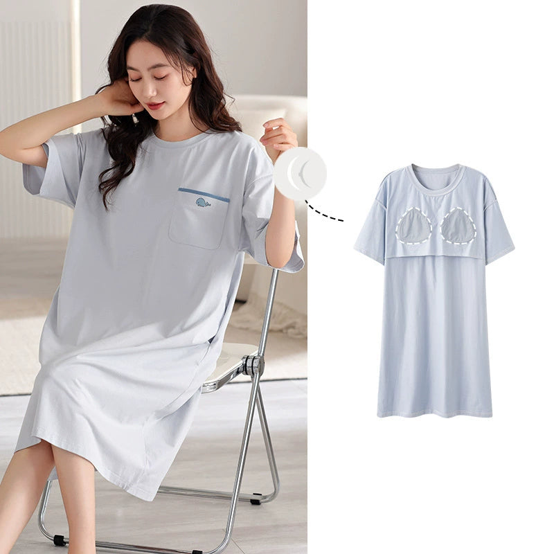 Gullei™ Short Sleeve Sleepwear with Bra Pads Cotton