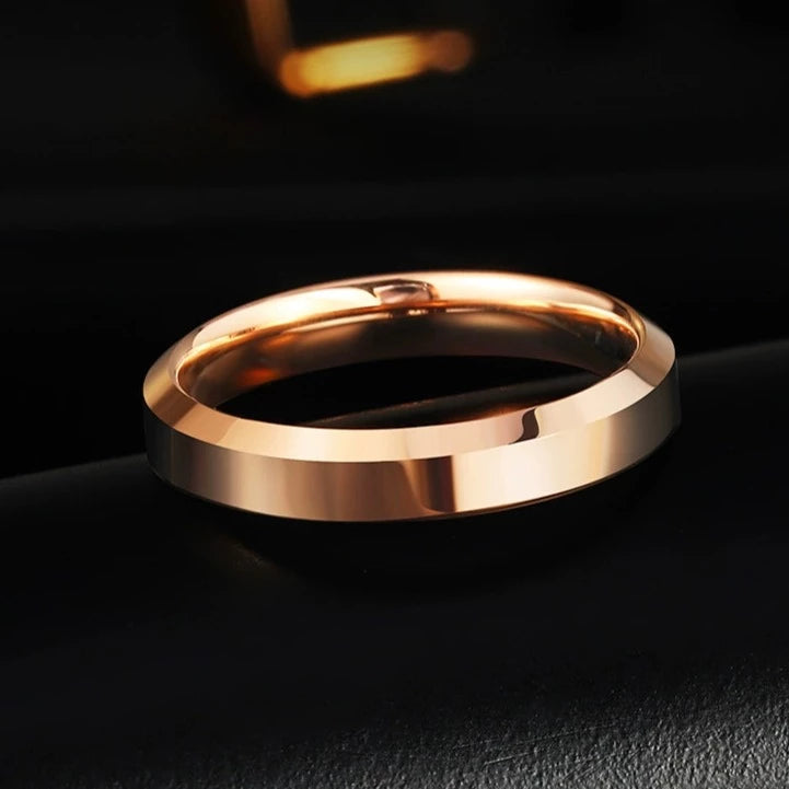 Engraved Mens Wedding Band 18K Gold Plated Steel