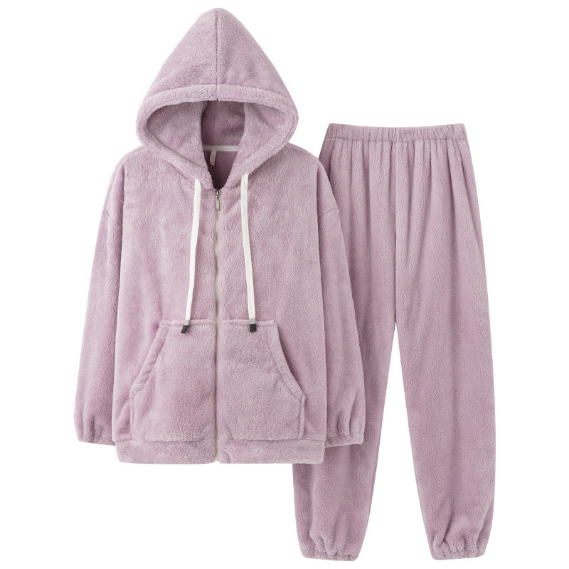 4-Piece Warm Hoodie Matching Pajamas Set for Couples