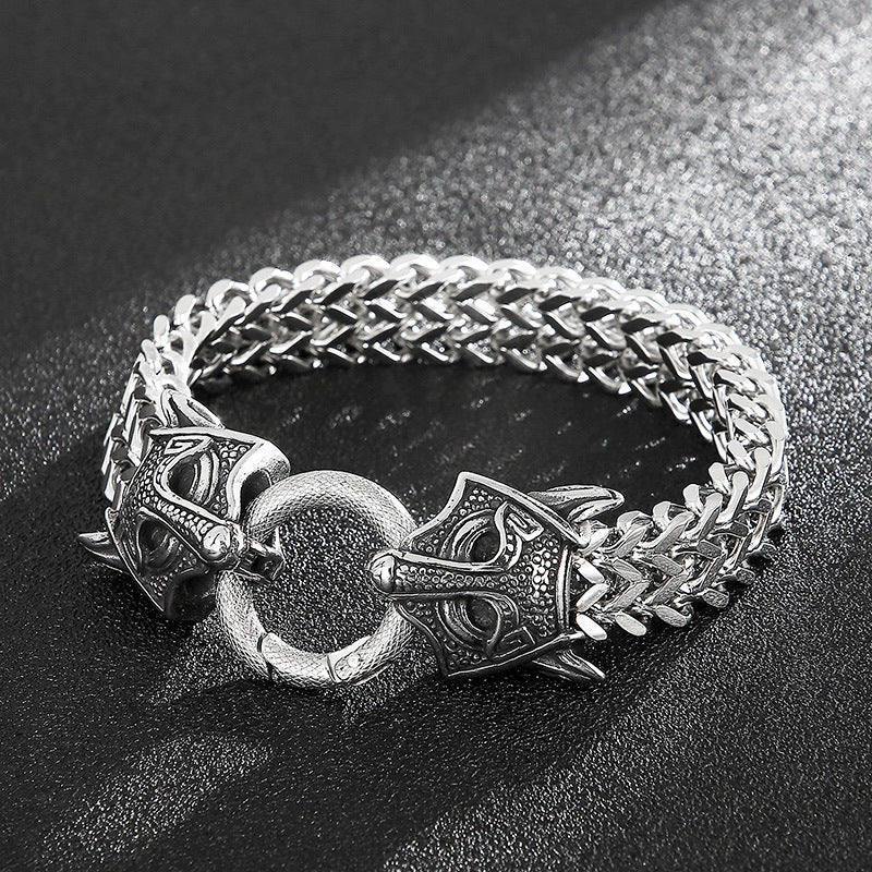 Retro Vintage Style Mens Bracelet 22.5cm Steel