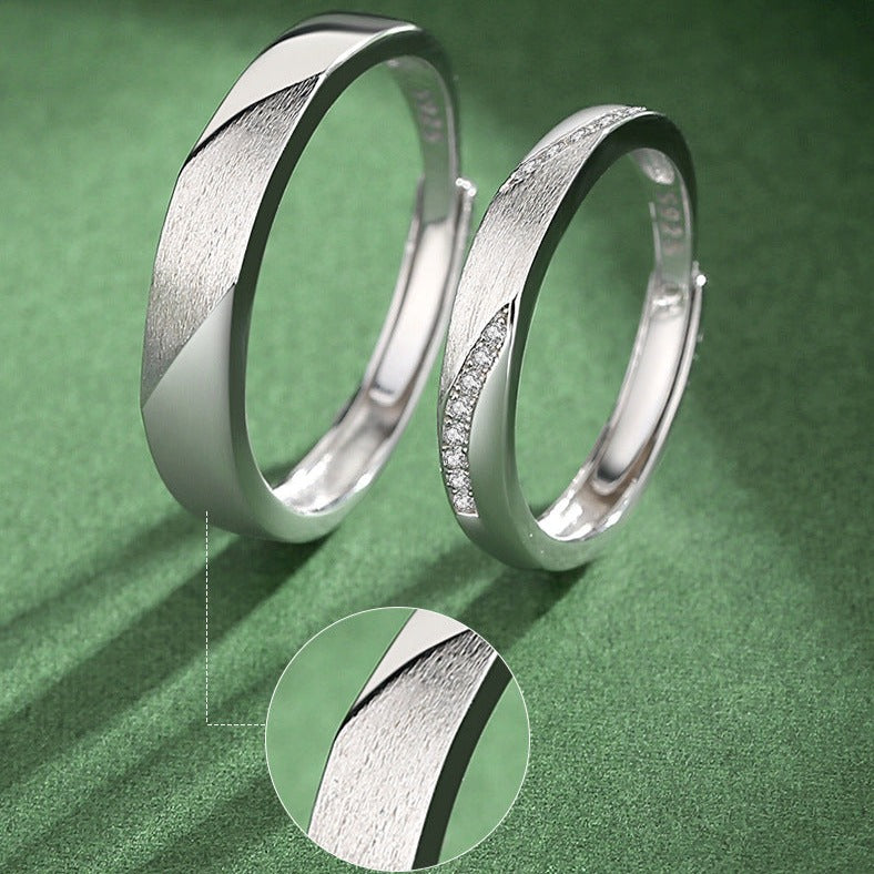 Solid Sterling Silver Matching Rings Set for Two - Adjustable Size