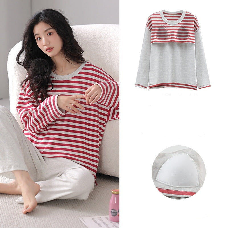 Women Loungewear Dress Pajamas Set - Built-in Padded Bra