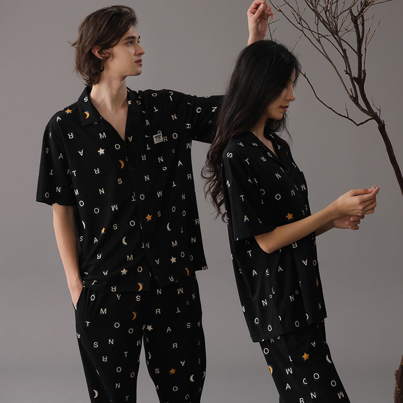 4-Piece Black Matching Pajamas Set - 100% Premium Cotton