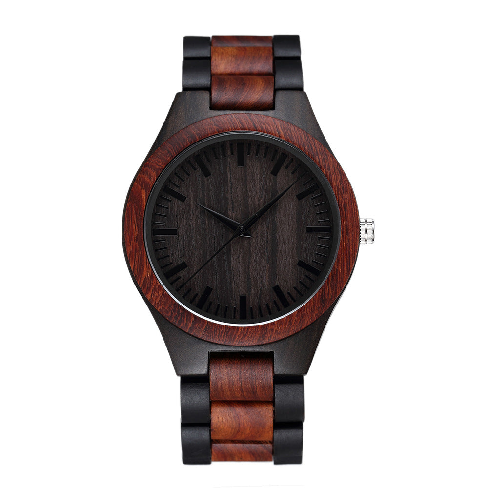 Engraved Wooden Mens Analog Watch