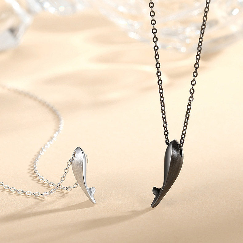 Engraved Dolphins Couple Promise Necklaces Set