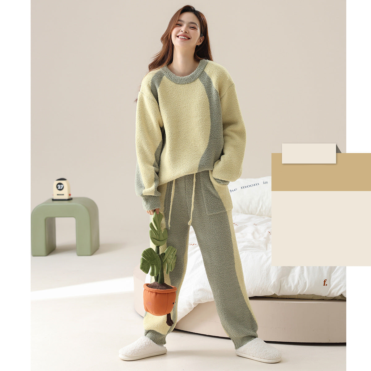 4-Piece Warm Pajamas/Loungewear Set for Couples