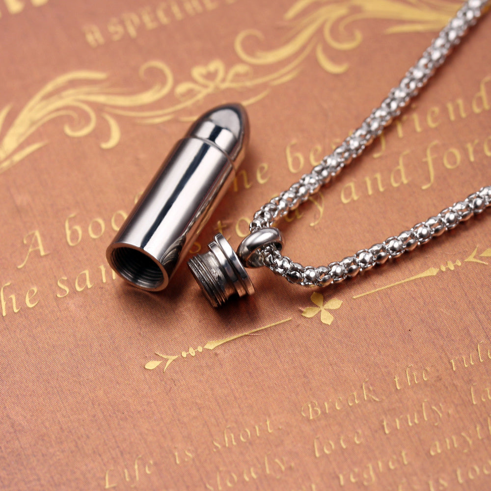 Engraved Memorial Urn Cremation Bullet Necklace