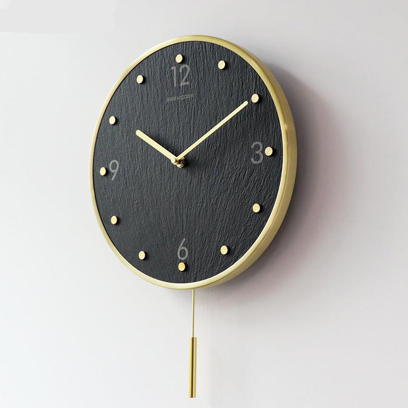 Natural Marble Pendulum Silent Wall Clock (12")