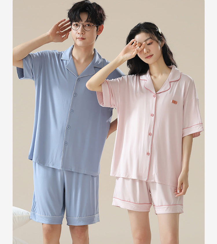 Chic Modal Couple Pajamas - Short Sleeve Premium