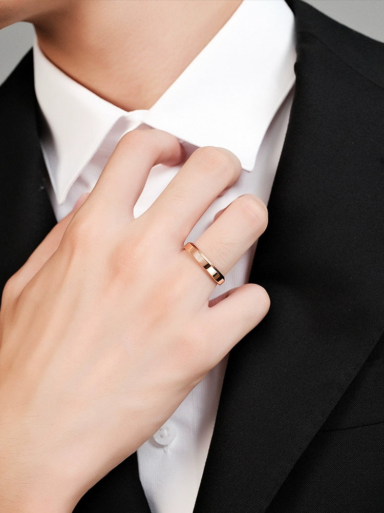 Engraved Mens Wedding Band 18K Gold Plated Steel