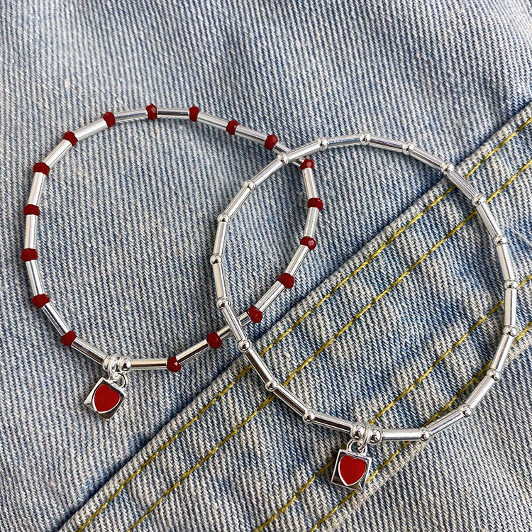 Matching Heart Charms Gf Bf Bracelets Set