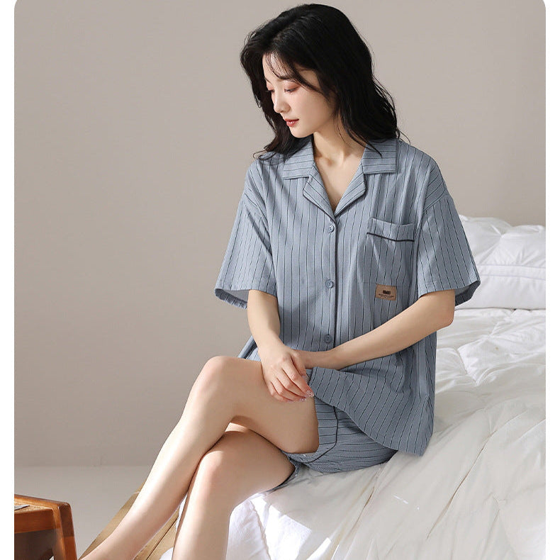 Gullei™ Sleepwear Set Striped Short Sleeve 100% Cotton