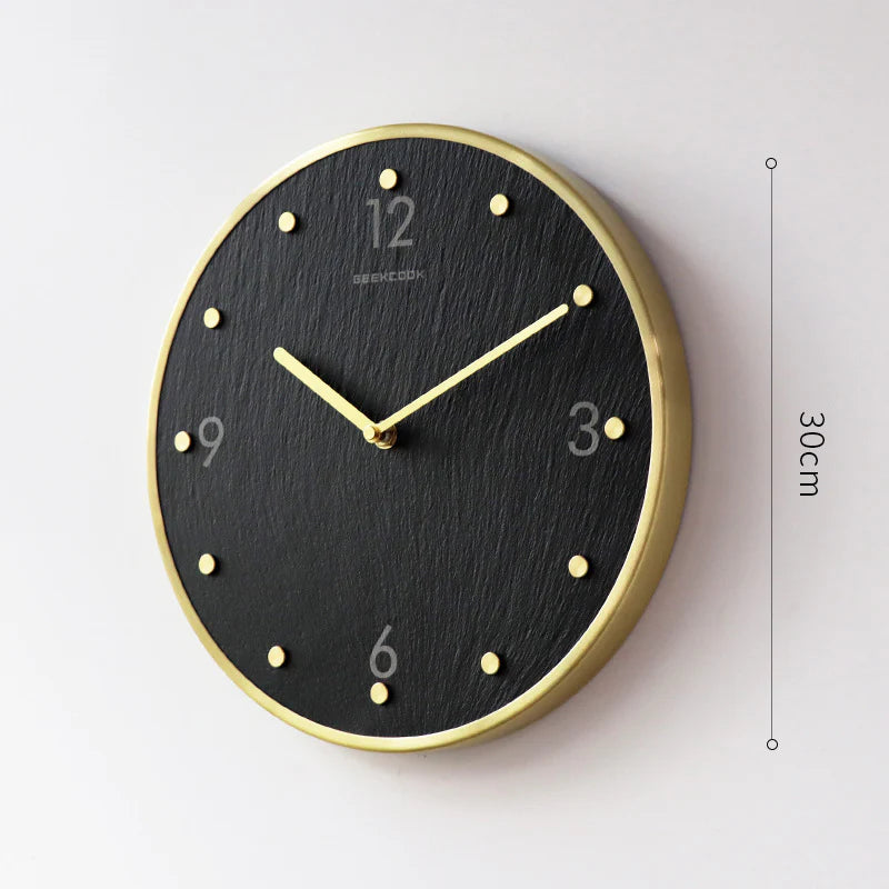 Natural Marble Pendulum Silent Wall Clock (12")