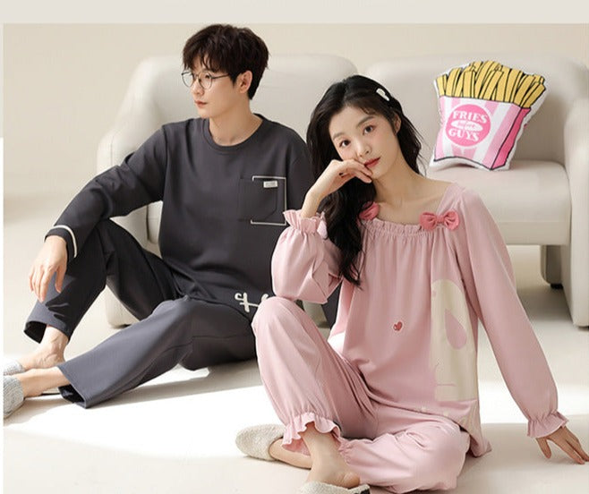 Matching Long Sleeve Pajamas Set for Couples