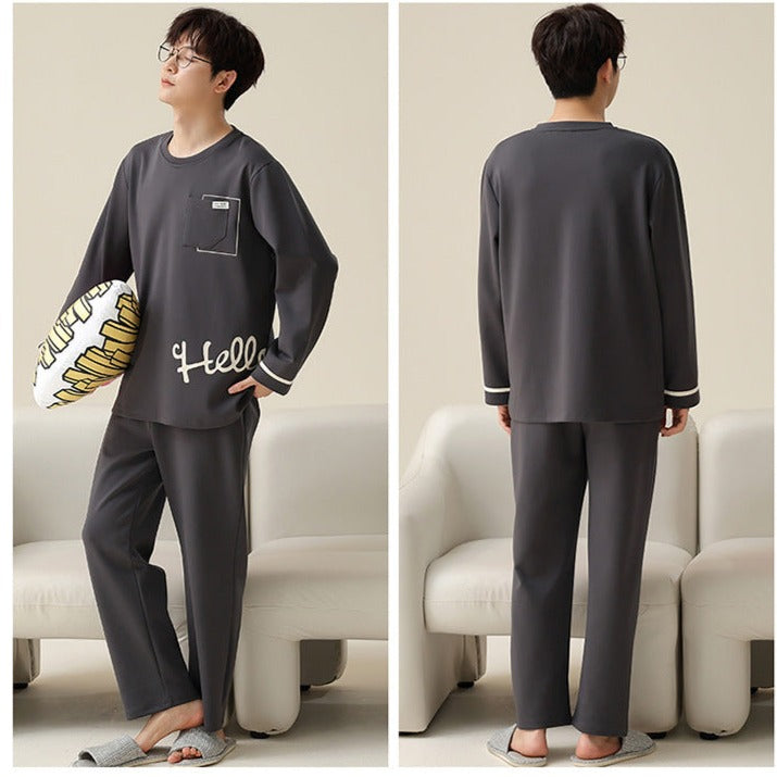 Matching Long Sleeve Pajamas Set for Couples
