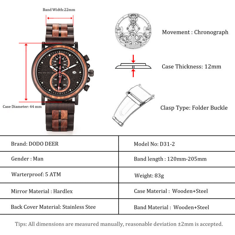 Customized Chronograph Wood Couple Watch Set