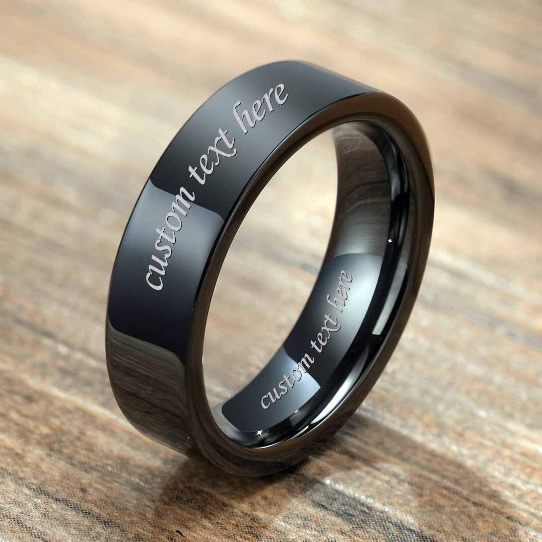 Engraved Simple Mens Ring - Ceramic