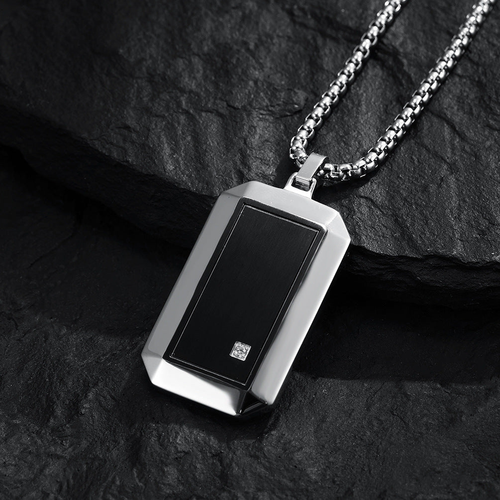 Custom Engravable Brushed Mens Pendant Necklace