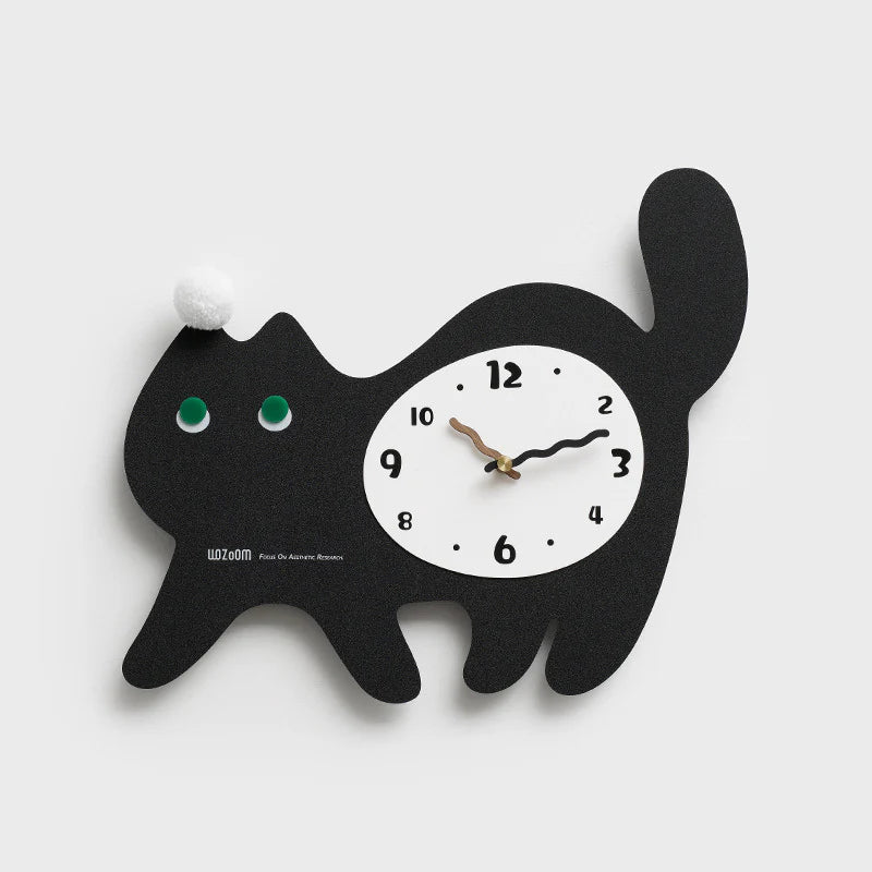 Gullei™ Cute Cat Silent Wall Clock for Kids Bedroom