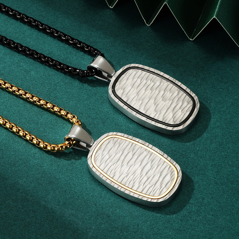 Engravable Hammered Vertical Pendant Mens Necklace