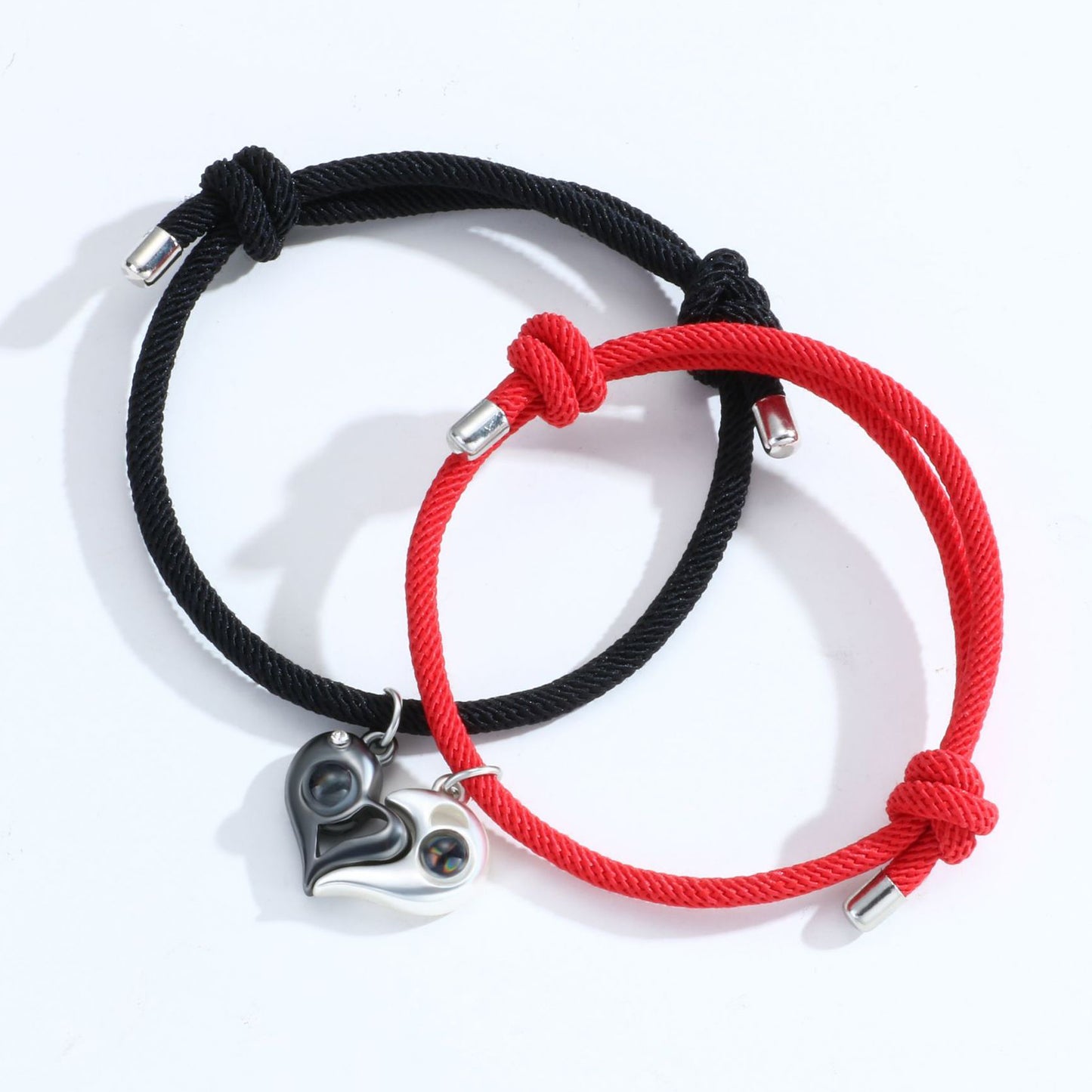 Light Projection Magnetic Hearts Lovers Bracelets Set