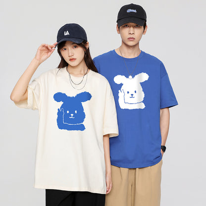 Matching Bunny T-Shirts for Couples Gift Set Loose Fit