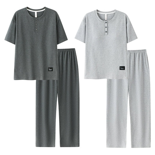 Minimalist Henley Cotton Couple Lounge Set