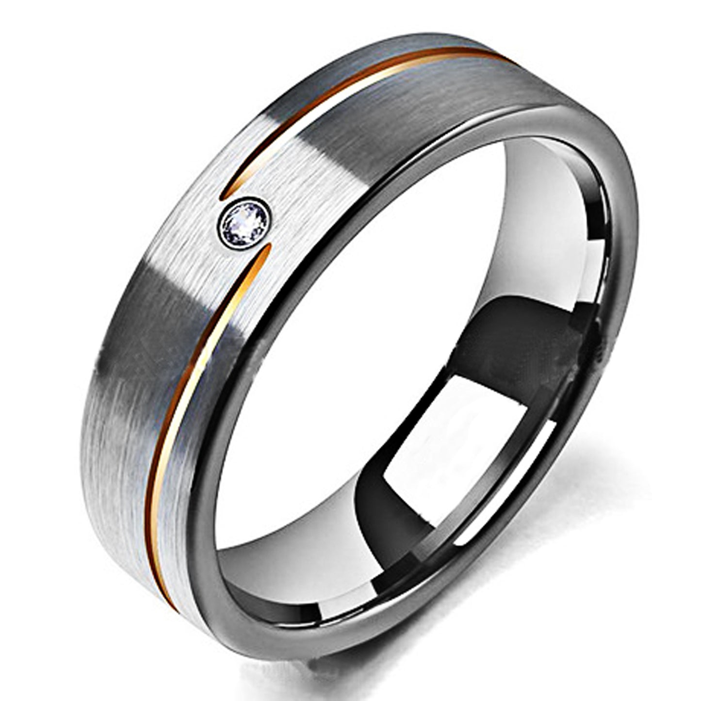 Engravable Two Tone Mens Wedding Band