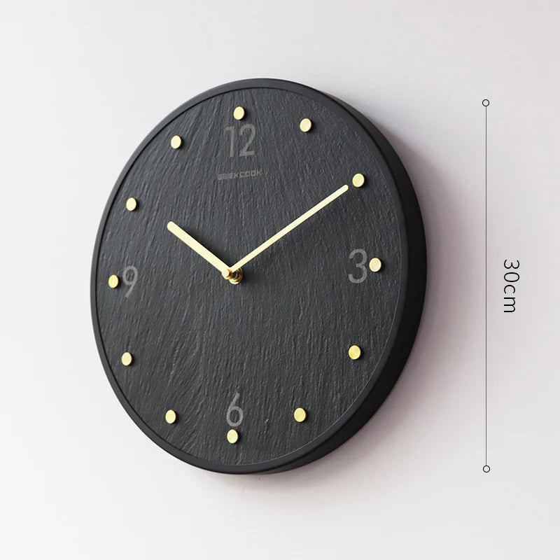 Natural Marble Pendulum Silent Wall Clock (12")