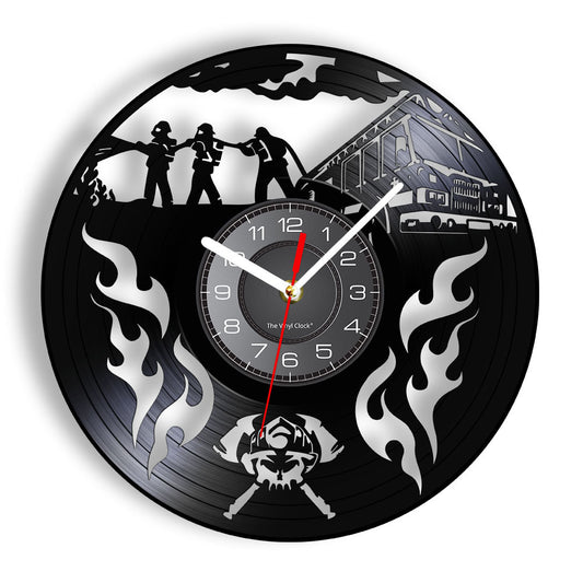 Vinyl Wall Deco Clock Gift for Firefighter